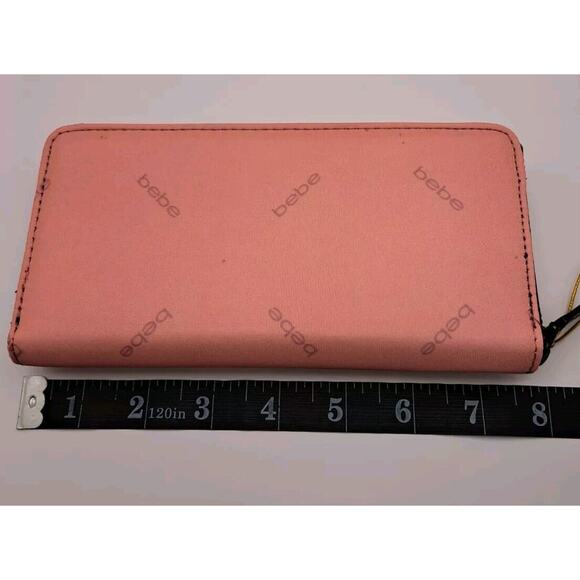 Bebe  Aja Women's Wallet Clutch Zip around Pink Black/Dara with Defects - Picture 5 of 7